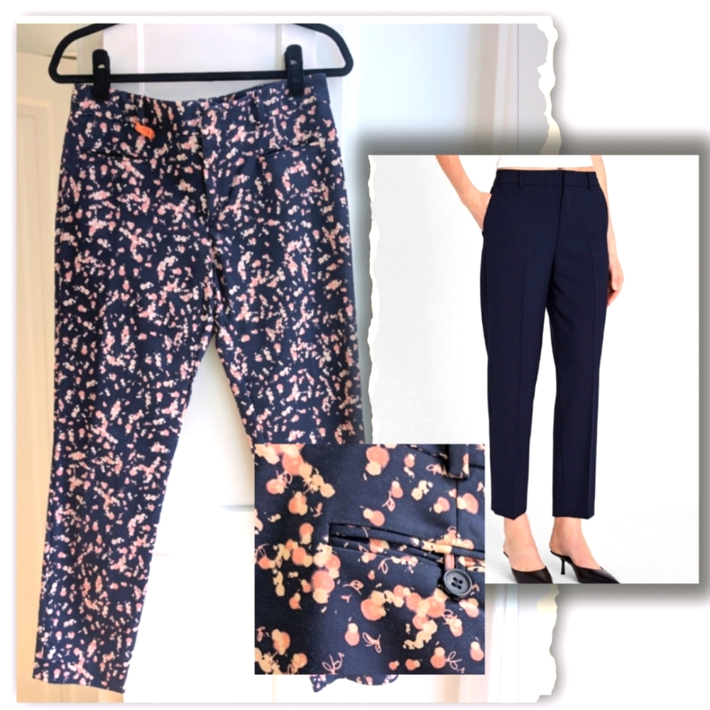 Club Monaco Navy Pants - Pink & Cream "Bokeh" Pattern Straight Leg pants Size 8